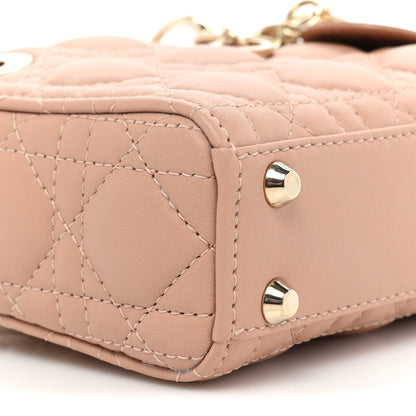 Christian Dior Lambskin Cannage Micro Lady Dior Rose Des Vents 9 of 10
