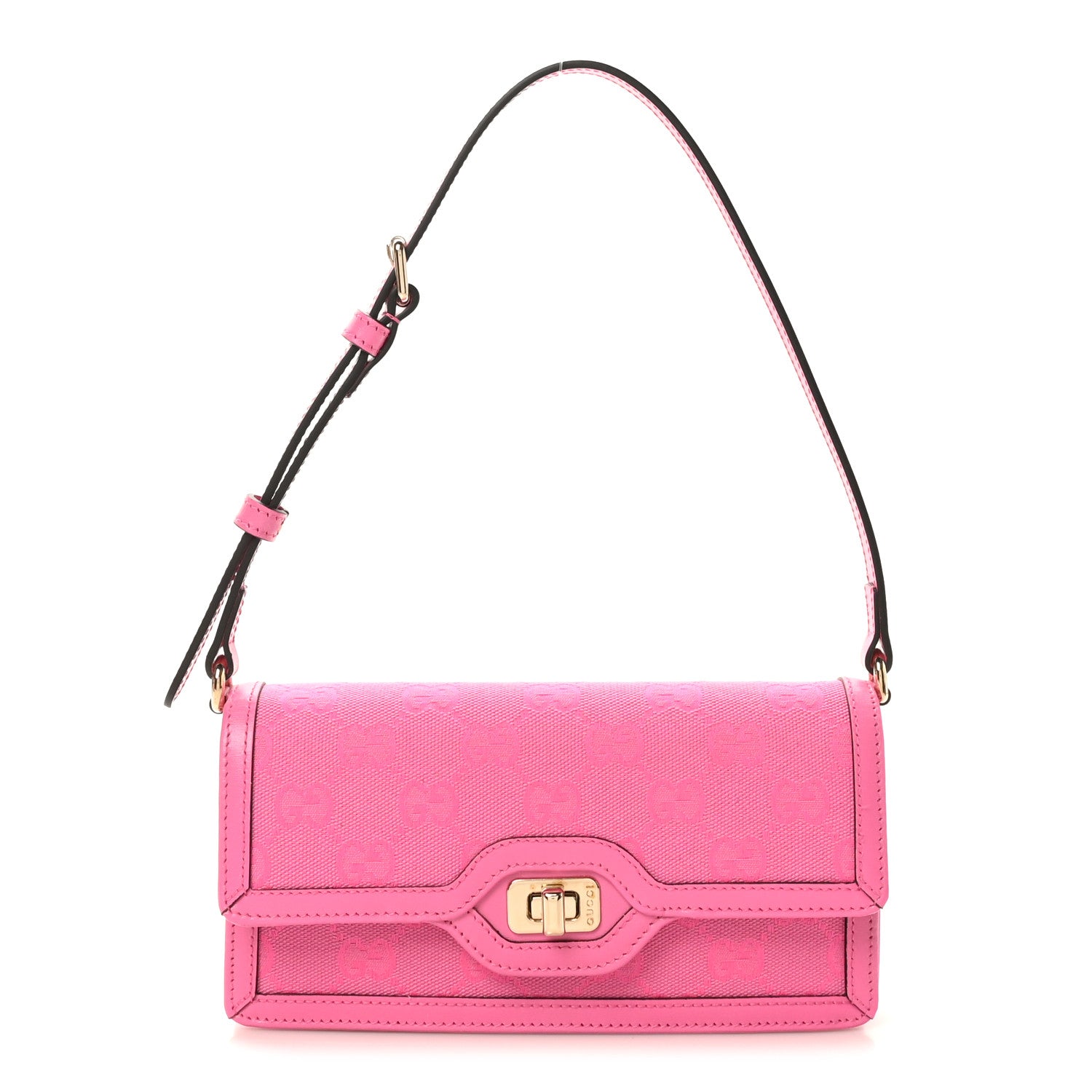 Gucci GG Monogram Scratch Lux Calfskin Mini Luce Shoulder Bag Rose Dark Blossom 1 of 9