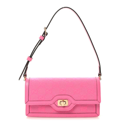 Gucci GG Monogram Scratch Lux Calfskin Mini Luce Shoulder Bag Rose Dark Blossom 1 of 9