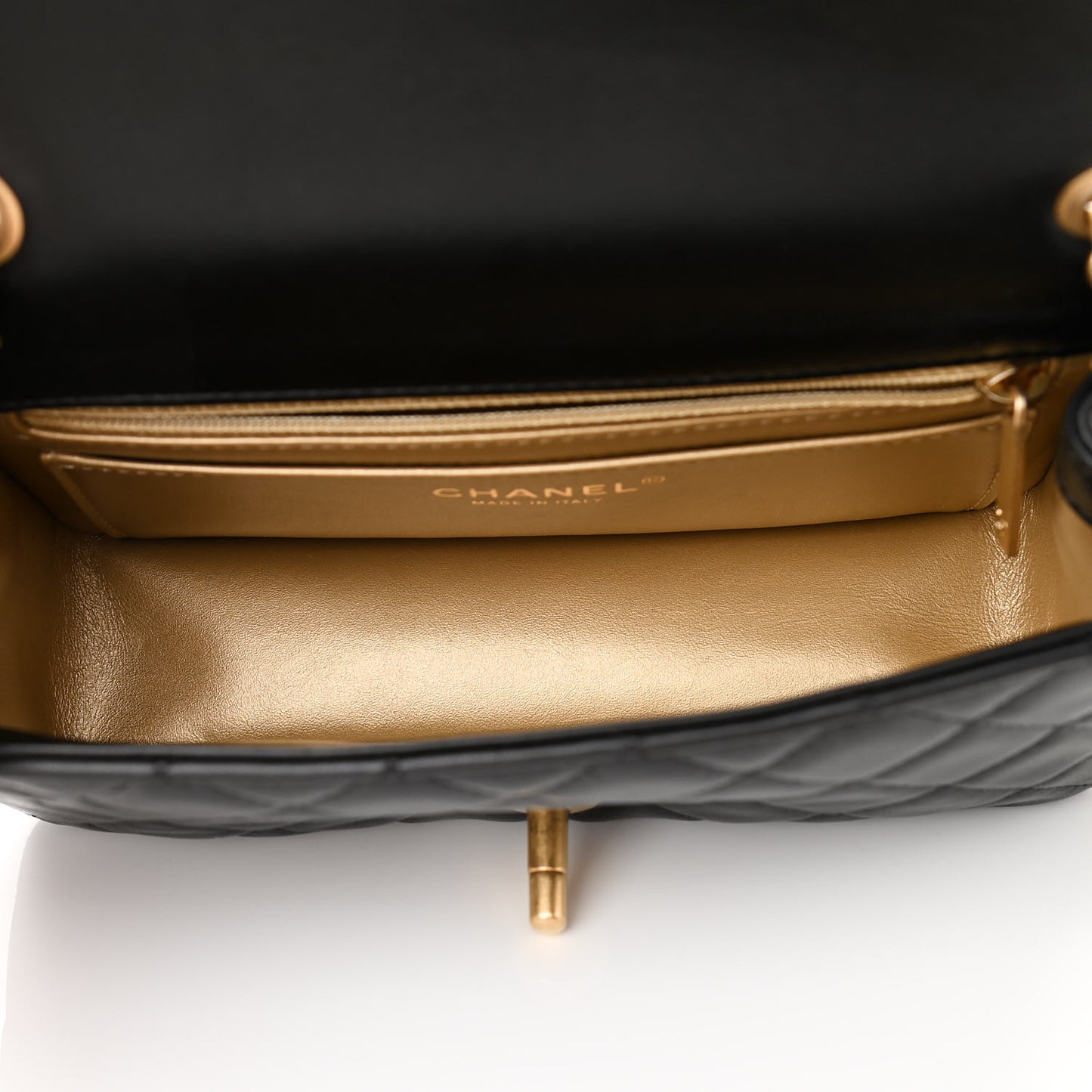 Lambskin Quilted Mini Rectangular Pearl Crush Flap Black