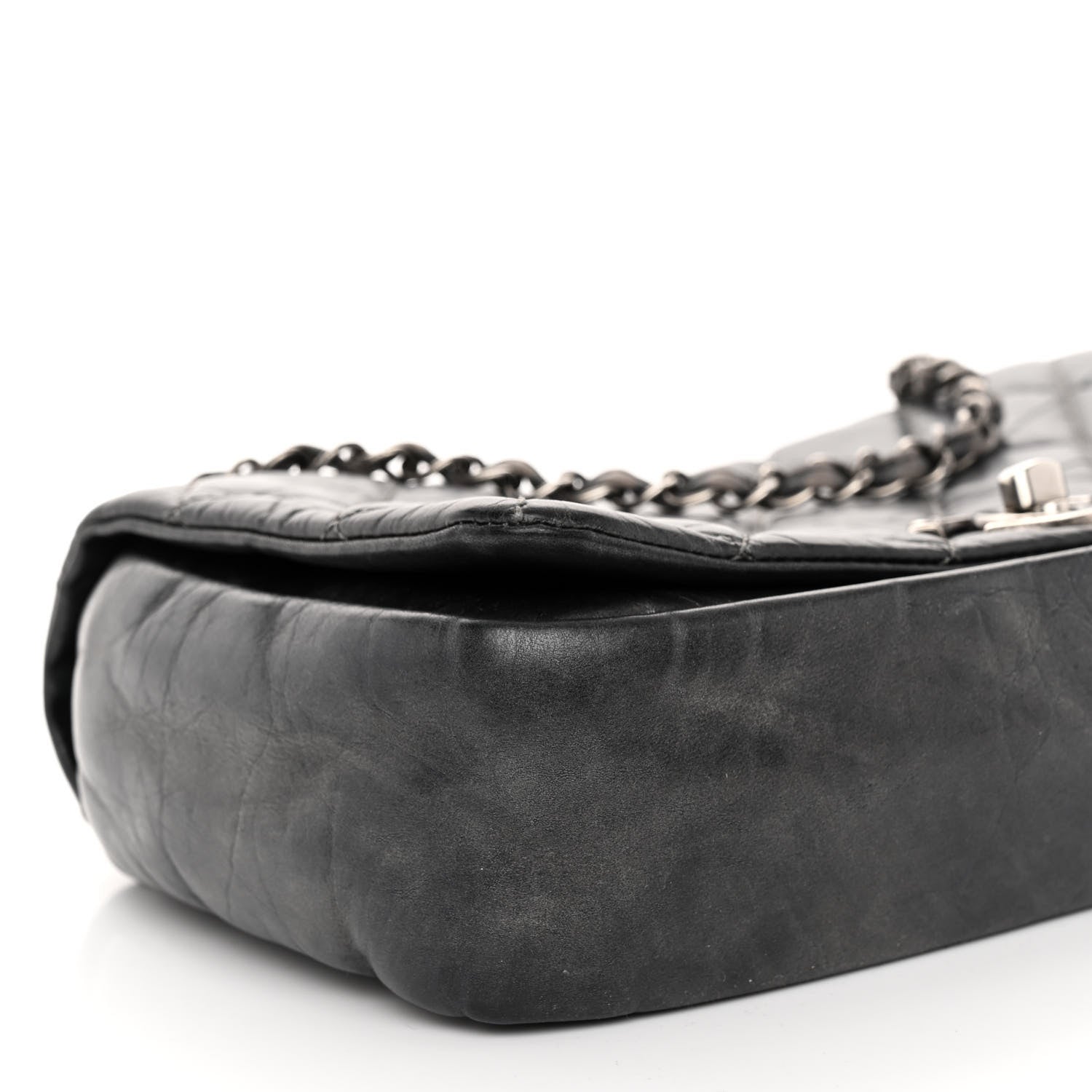 Chanel Aged Calfskin Quilted Small Pondichery Flap Dark Grey 9 of 12