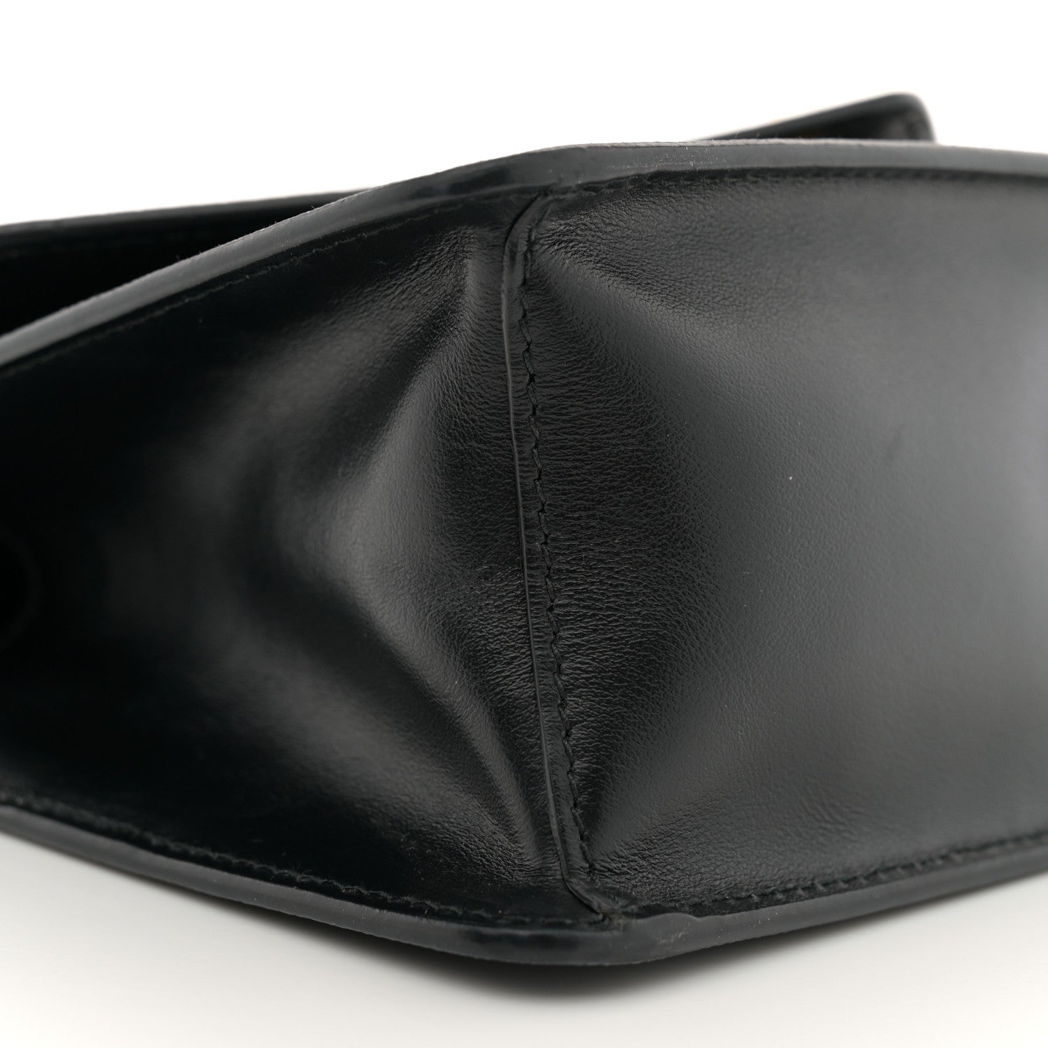 Prada Saffiano Soft Calfskin Metal Triangle Logo Envelope Chain Shoulder Bag Black 9 of 11