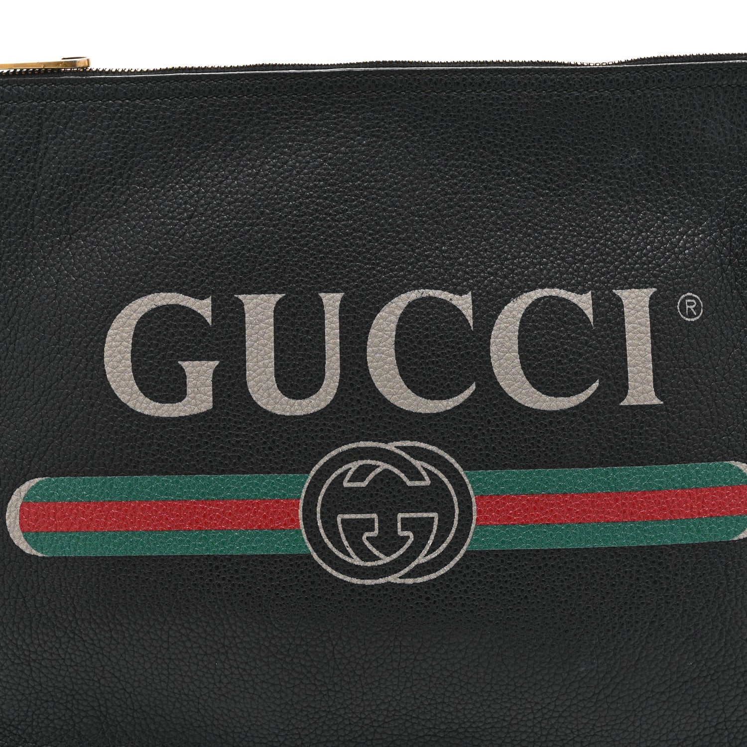 Gucci Pebbled Calfskin Medium Logo Portfolio Clutch Black 8 of 10