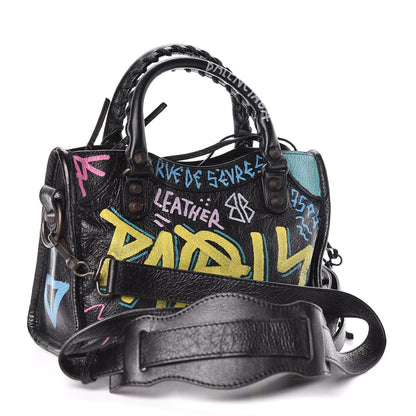 Balenciaga Agneau Arena Graffiti All Over Classic Hardware Mini City Black Multicolor 3 of 10