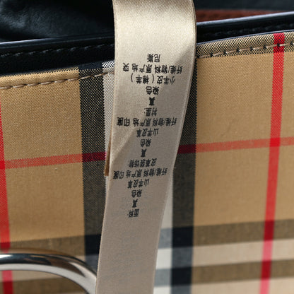 Burberry Goatskin Vintage Check Medium D-Ring Bag Tan Black 8 of 13