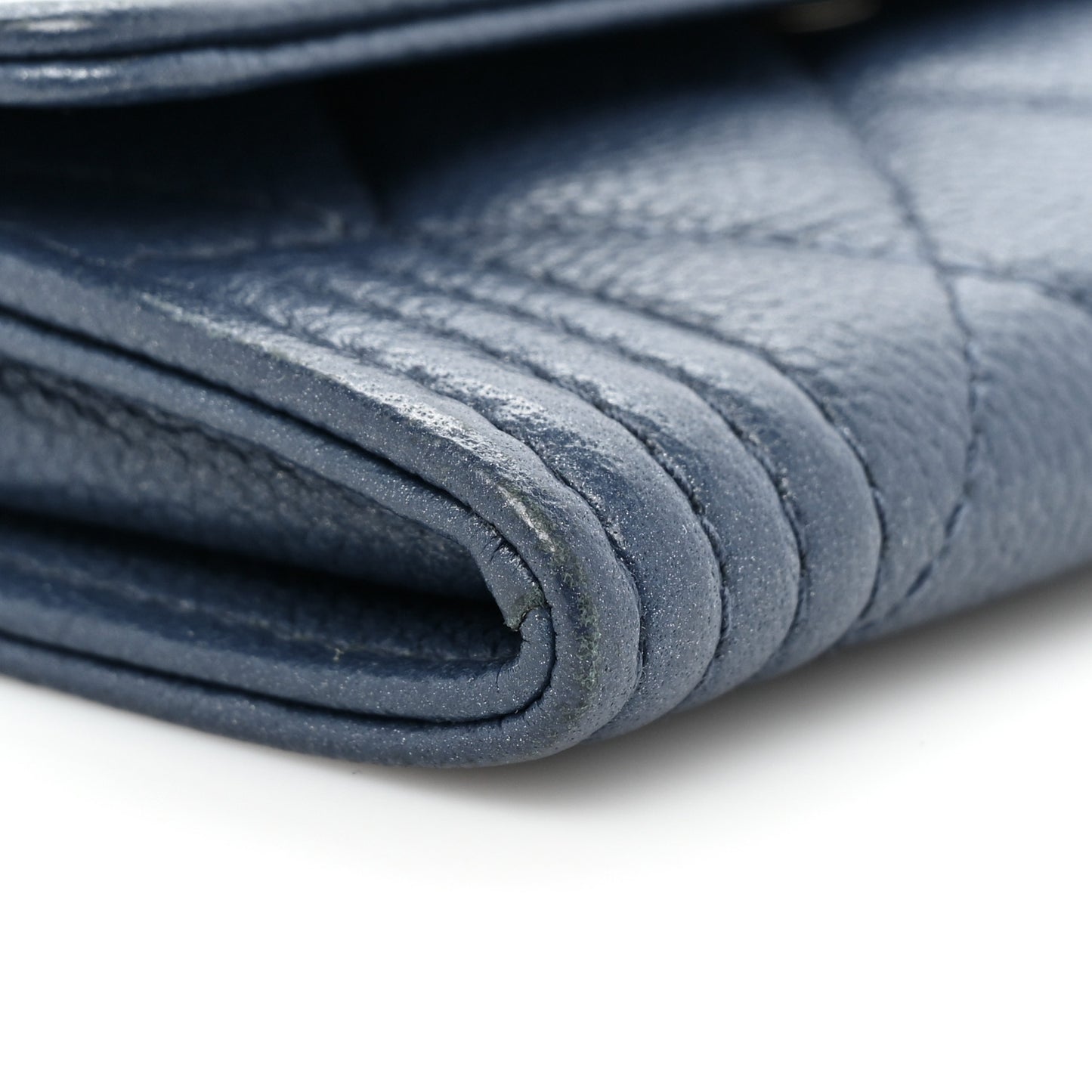 Caviar Quilted Boy Flap Card Holder Blue