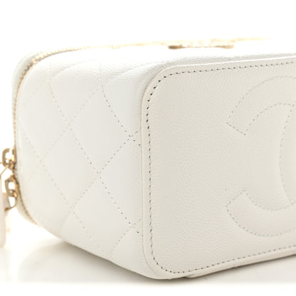 Chanel Caviar Quilted Crystal Hearts Small Vanity Case With Chain White 9 of 11