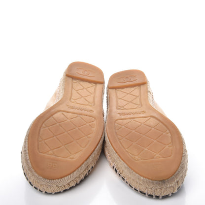 Chanel Lambskin CC Espadrilles 38 Beige Black 7 of 21