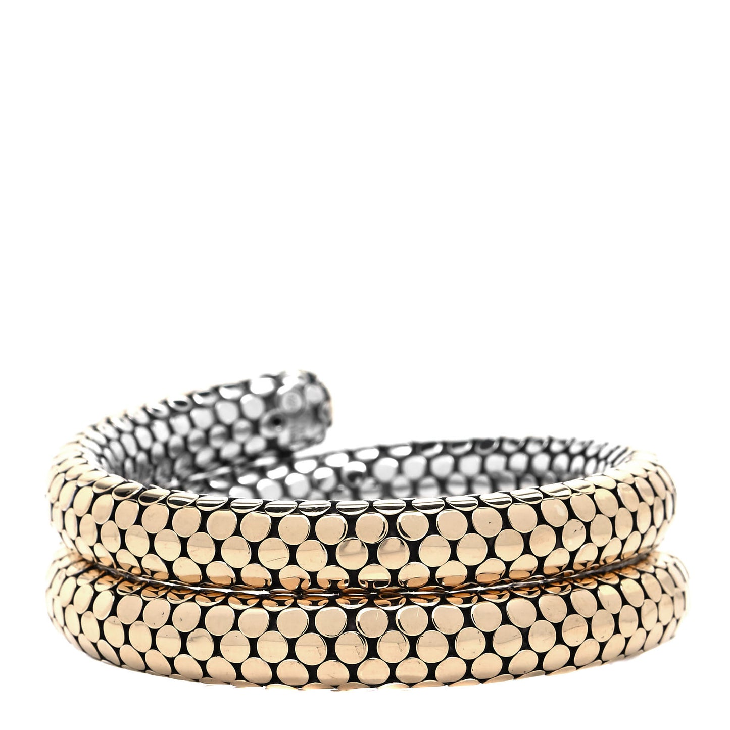 Sterling Silver 18K Yellow Gold Dot Double Coil Bracelet