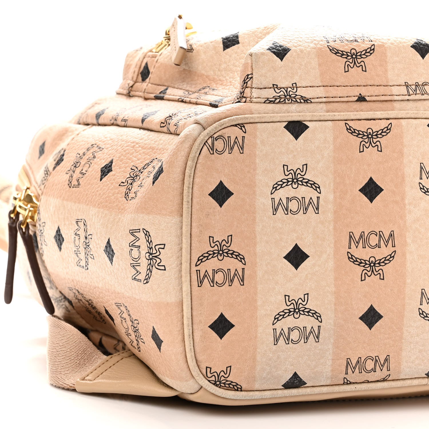 MCM Striped Visetos Small Stark Backpack Beige 10 of 12