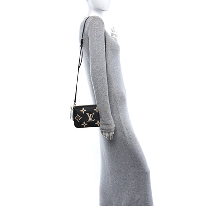 Louis Vuitton Empreinte Monogram Giant Double Zip Pochette Black Cream 2 of 9