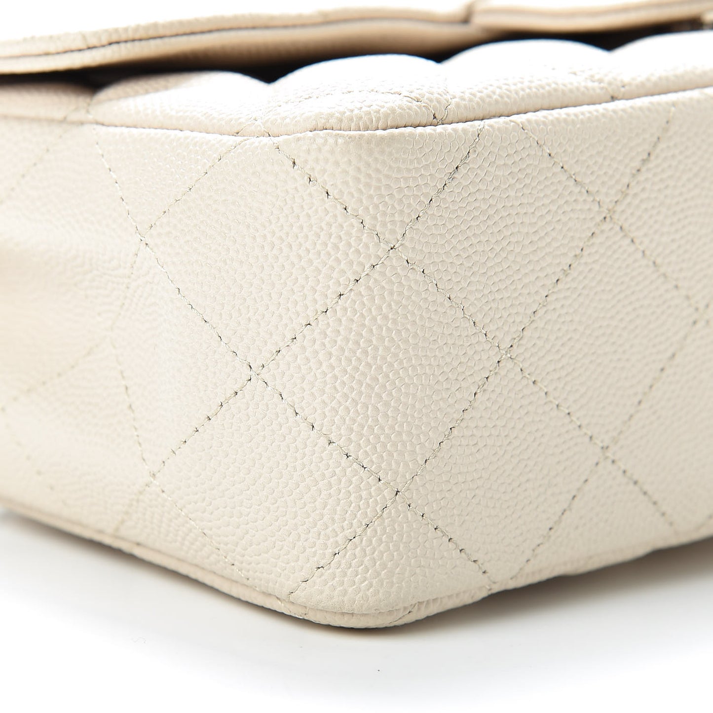 Caviar Quilted Mini Rectangular Flap Light Beige