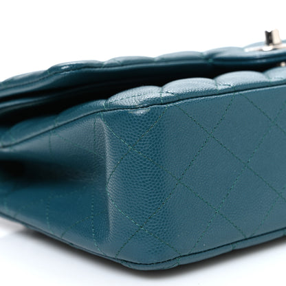 Chanel Caviar Quilted Medium Double Flap Dark Turquoise 9 of 10
