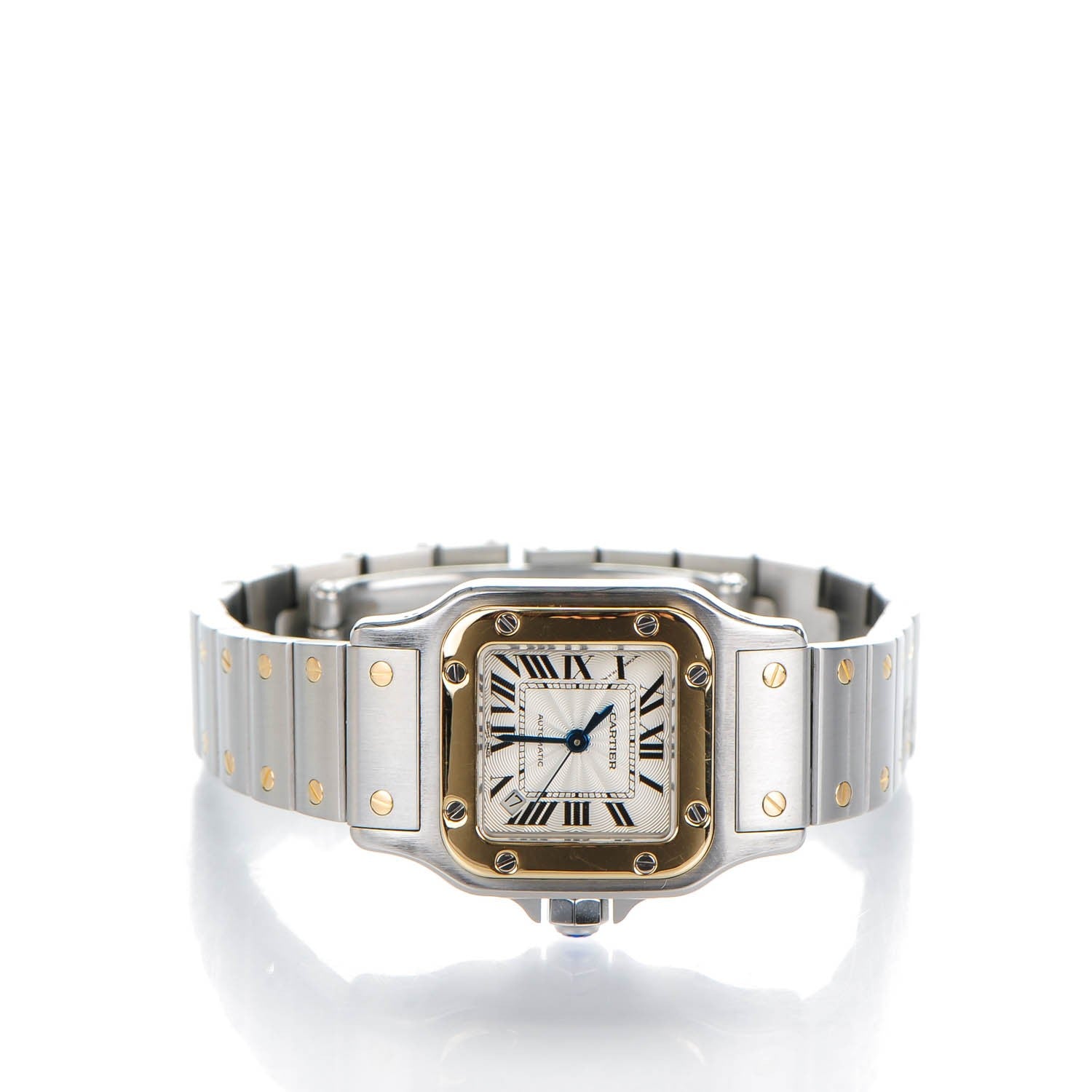Cartier Stainless Steel 18K Yellow Gold 24mm Santos De Cartier Galbee Automatic Watch 3 of 8