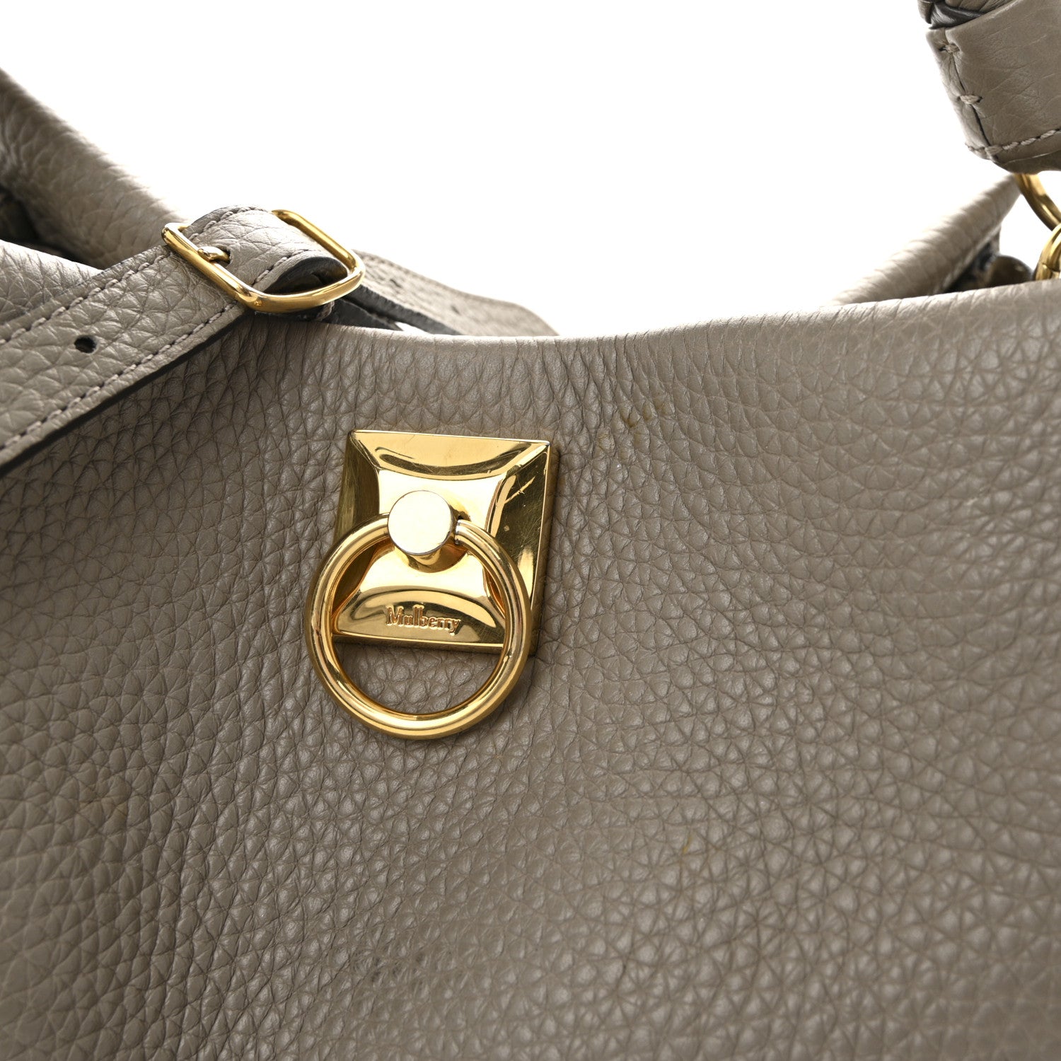 Mulberry Heavy Grain Small Iris Tote Powder Grey Dark Clay 7 of 9