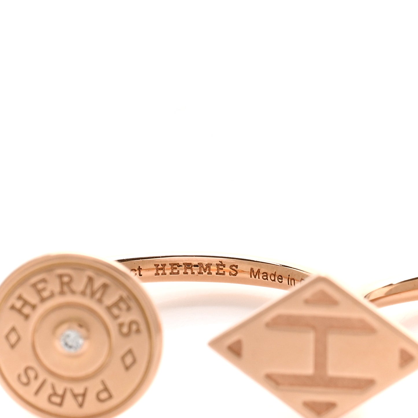 18K Rose Gold Diamond Gambade Double Ring 49 5