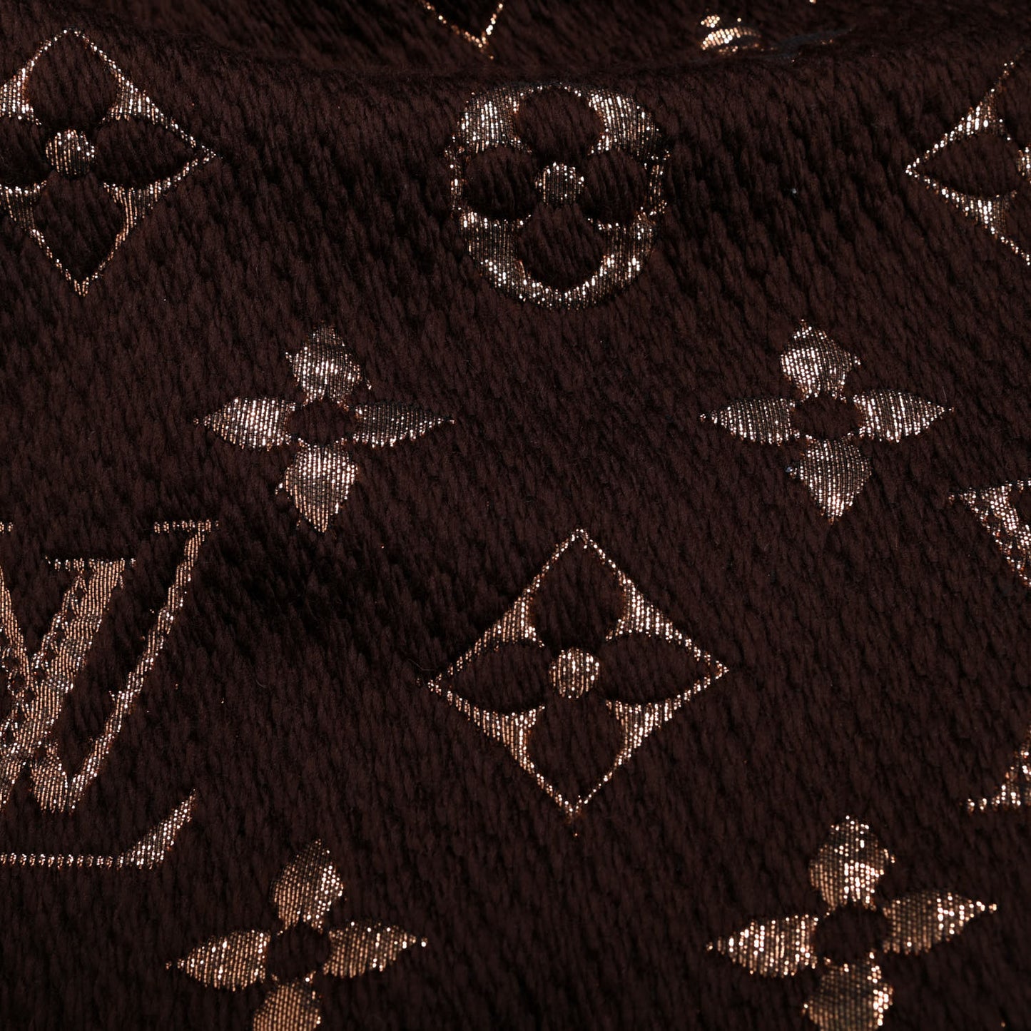 Wool Silk Logomania Shine Scarf Marron