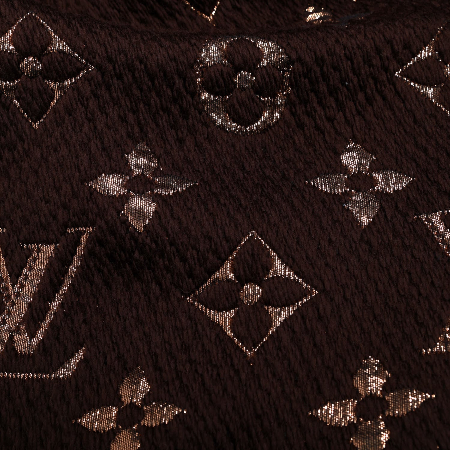 Louis Vuitton Wool Silk Logomania Shine Scarf Marron 4 of 4