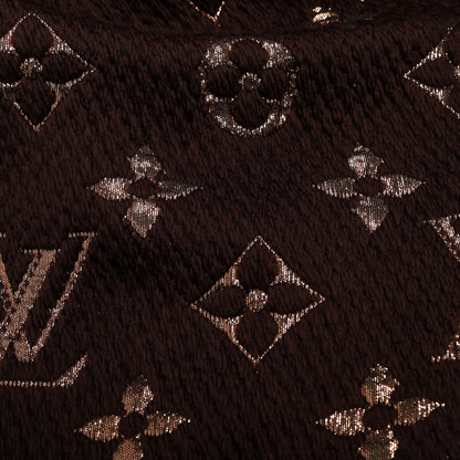 Louis Vuitton Wool Silk Logomania Shine Scarf Marron 4 of 4
