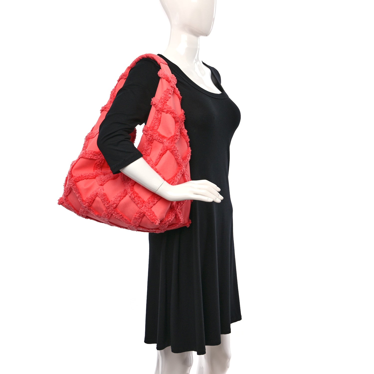 Chanel Cotton Canvas Large CC Embrace Hobo Coral 2 of 10