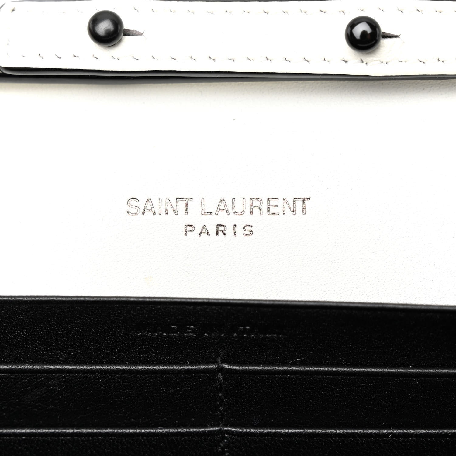 Saint Laurent Grain De Poudre Square Dot Print Monogram Chain Wallet White Matte Black 7 of 10