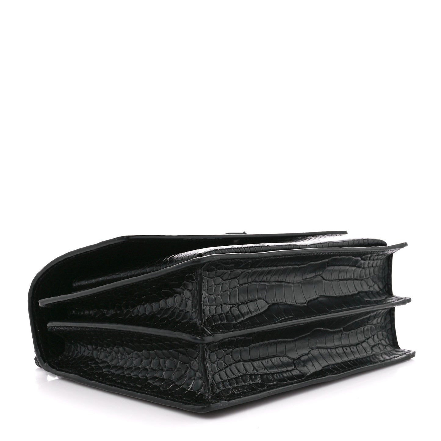 Calfskin Crocodile Embossed Medium Monochrome Monogram Sunset Black