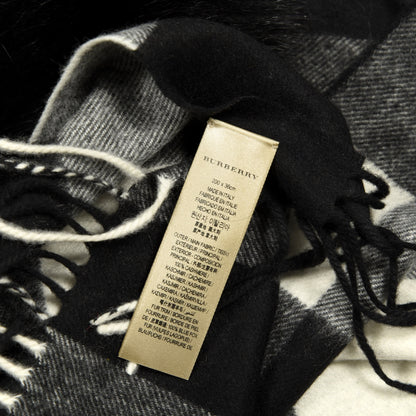 Burberry Fox Cashmere Half Mega Check Fringe Scarf Black 3 of 3