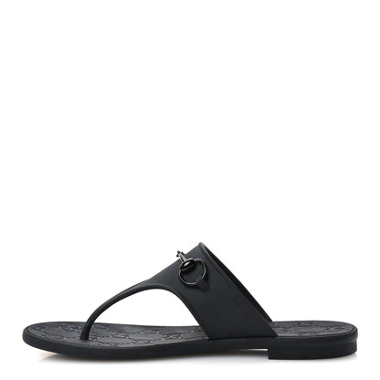 Gucci Rubber Womens Horsebit Thong Sandals 38 Black 1 of 9