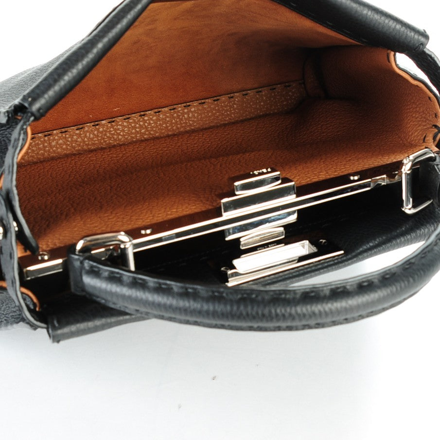 Cuoio Romano Selleria Bi-Color Medium Peekaboo Iconic Satchel Black Mou
