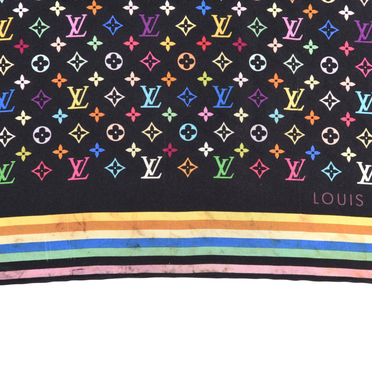 Silk Monogram Multicolor Square Scarf Black