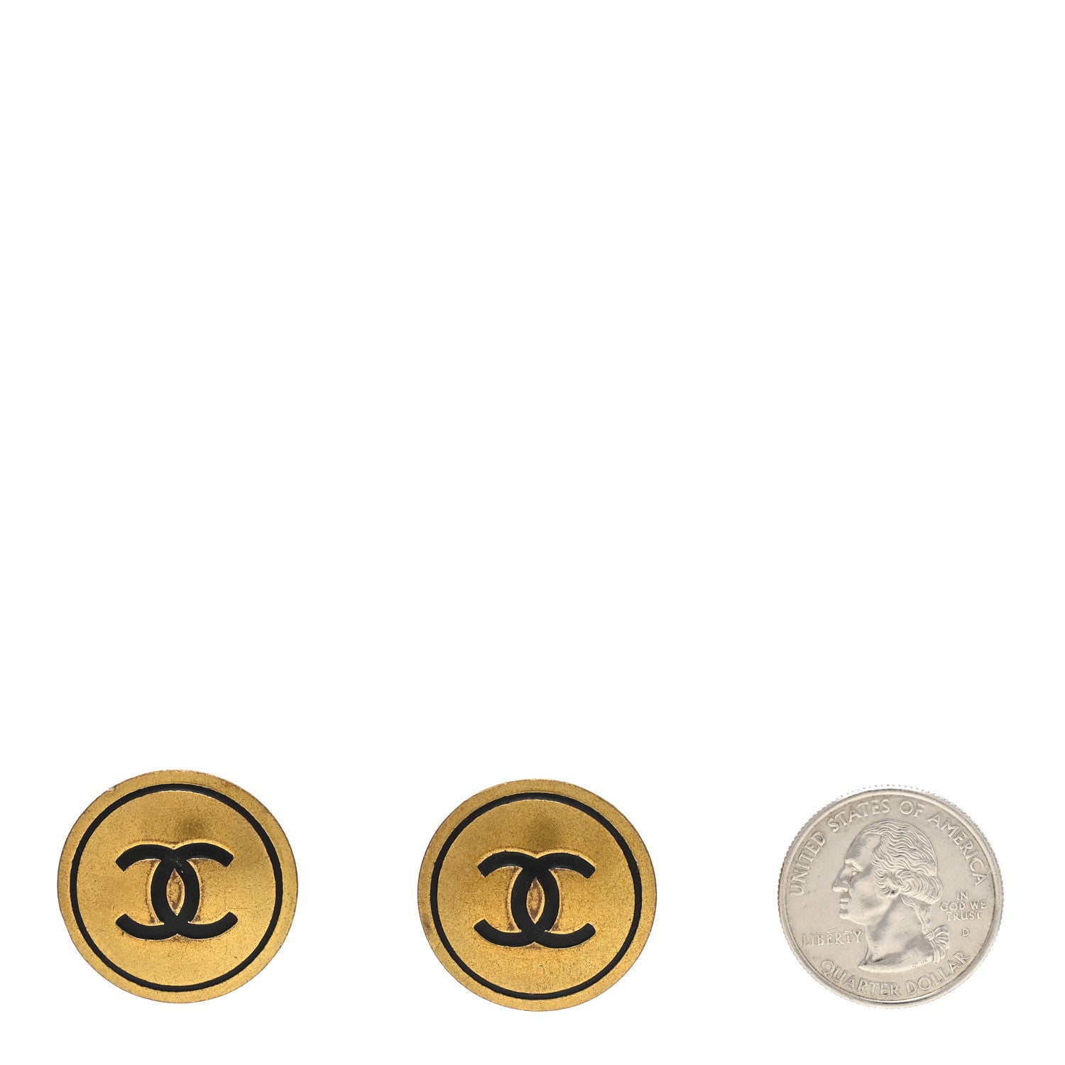 Chanel CC Clip On Earrings Black Gold 2 of 8