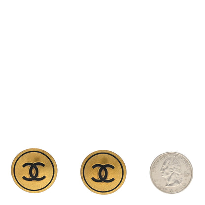 Chanel CC Clip On Earrings Black Gold 2 of 8