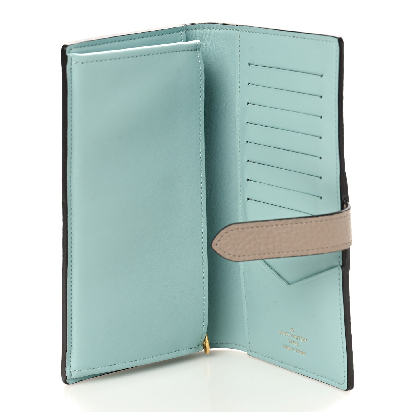 Taurillon LV Vertical Capucines Wallet Galet Aquamarine