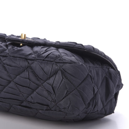 Chanel Satin Quilted Pleated Medium Single Flap Navy 7 of 10
