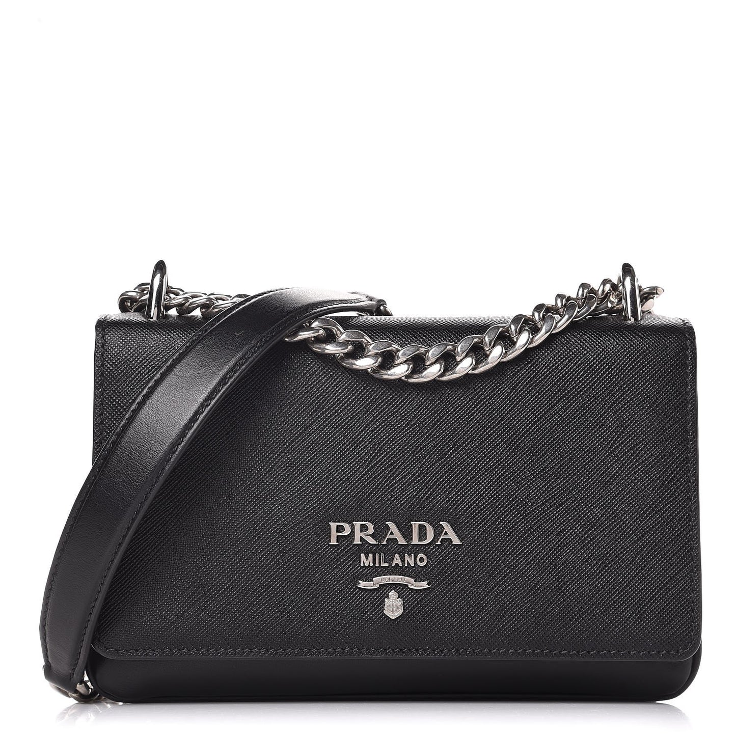 Saffiano Soft Calf Chain Crossbody Bag Black