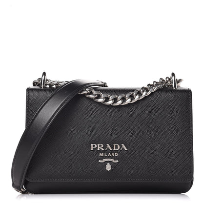 Prada Saffiano Soft Calf Chain Crossbody Bag Black 1 of 7