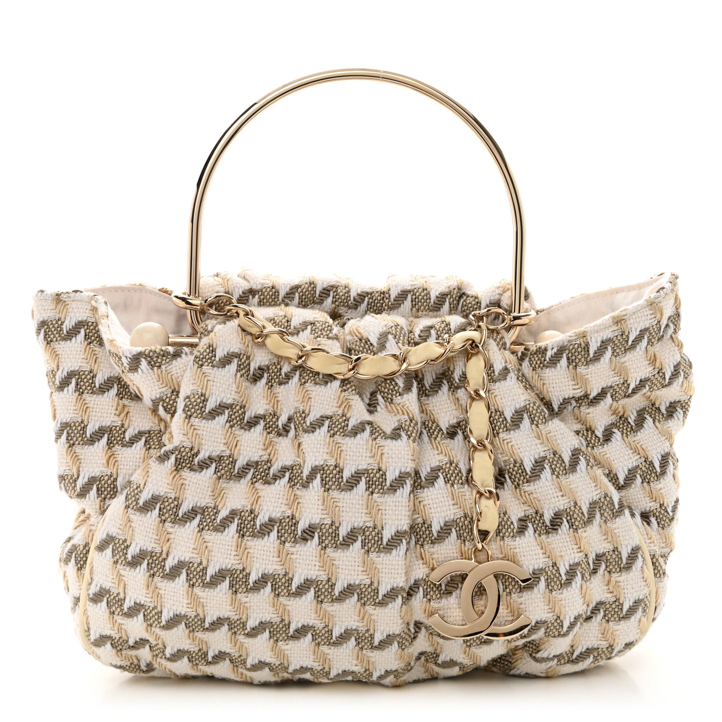 Tweed Boucle Knitting Bag Ivory
