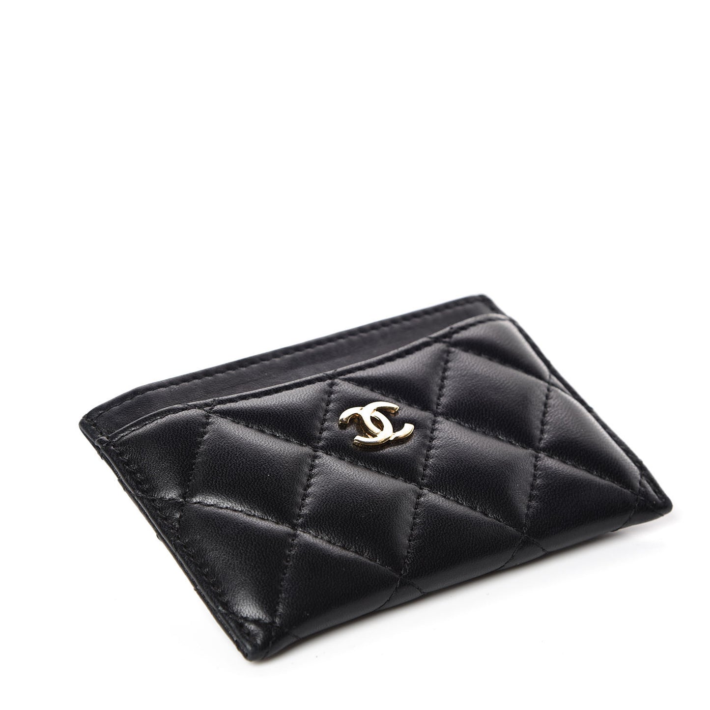 Lambskin Quilted Card Holder Black