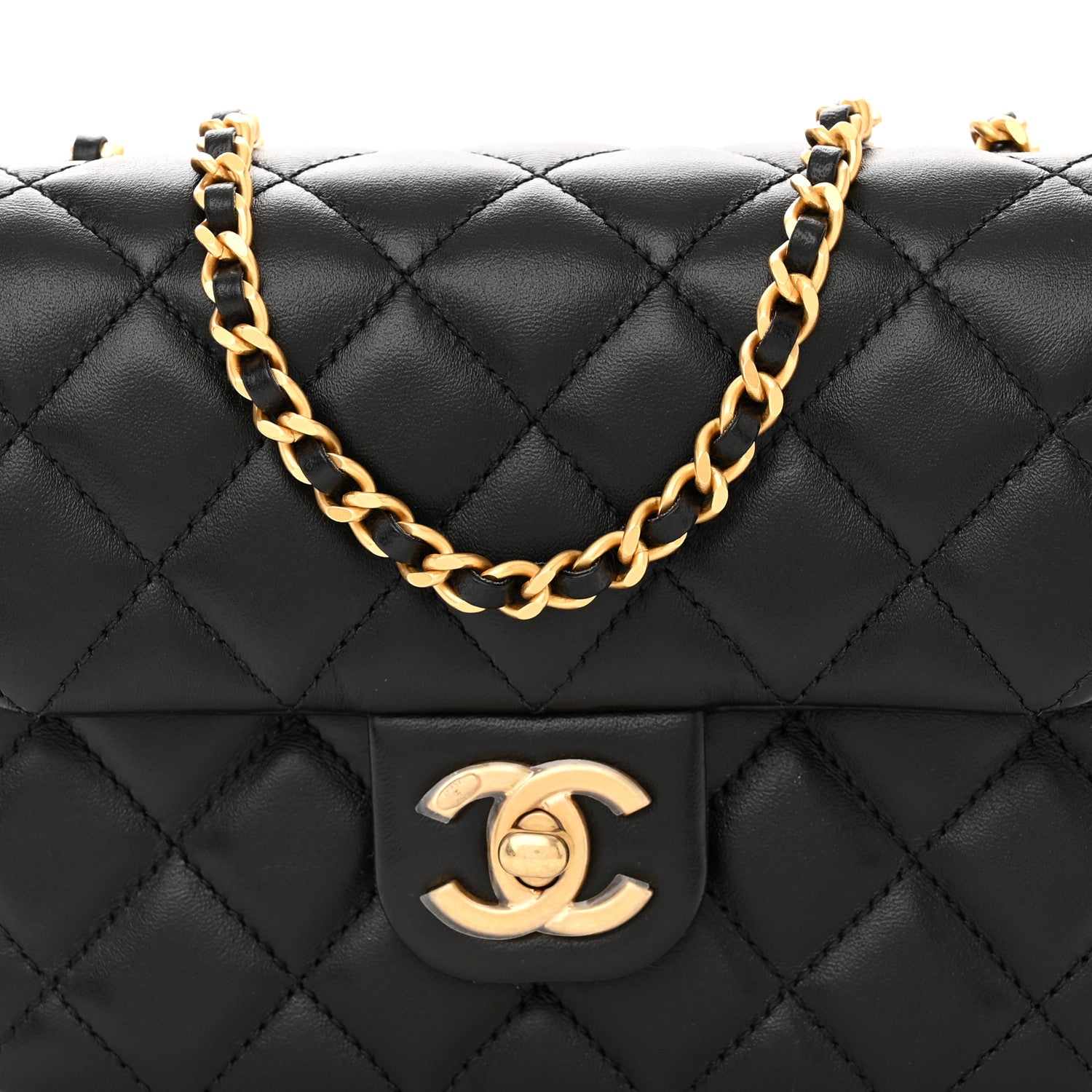 Chanel Lambskin Enamel Quilted Mini Coco Hearts Square Flap Black 8 of 11