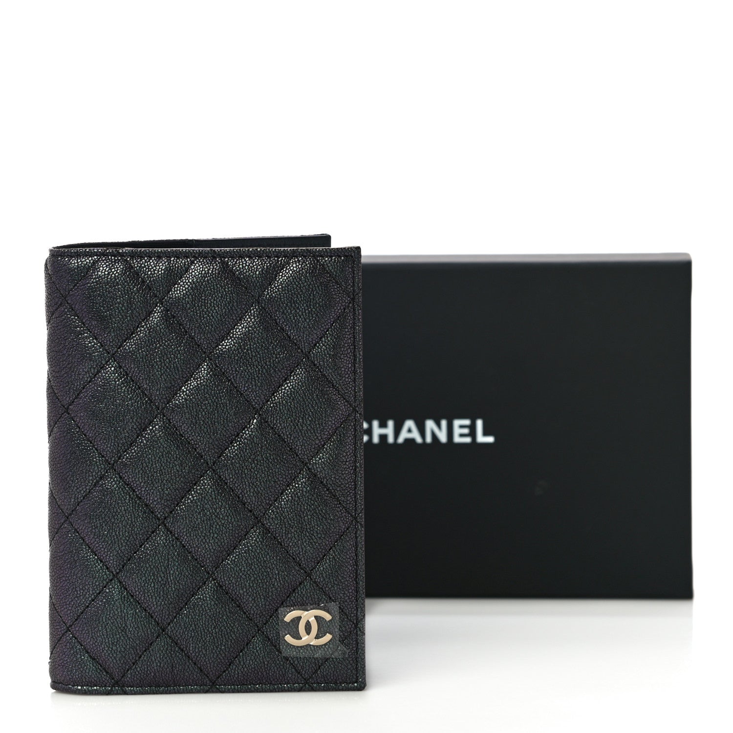 Chanel Iridescent Caviar Quilted Passport Holder Black 11 of 11