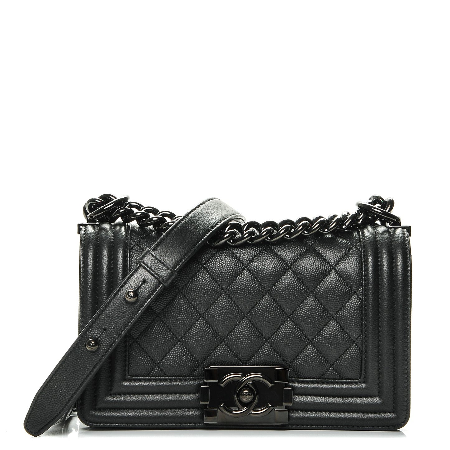 Caviar Quilted Small Boy Flap So Black