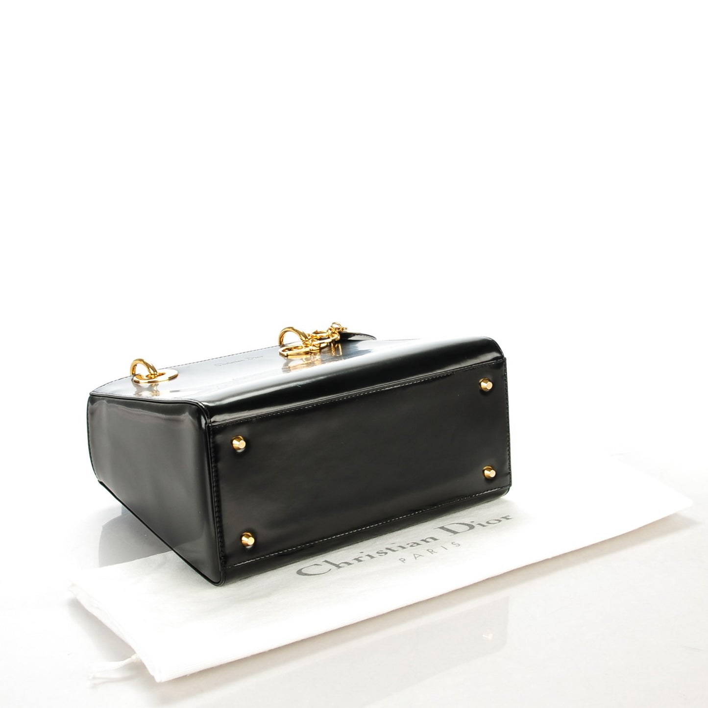 Vintage Patent Medium Lady Dior Black