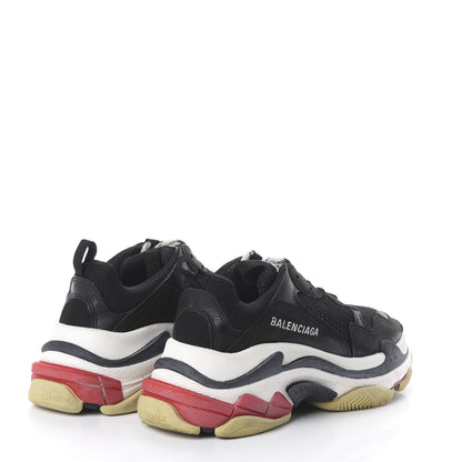 Balenciaga Fabric Mesh Washed Effect Womens Triple S Sneakers 36 Black Red 4 of 7