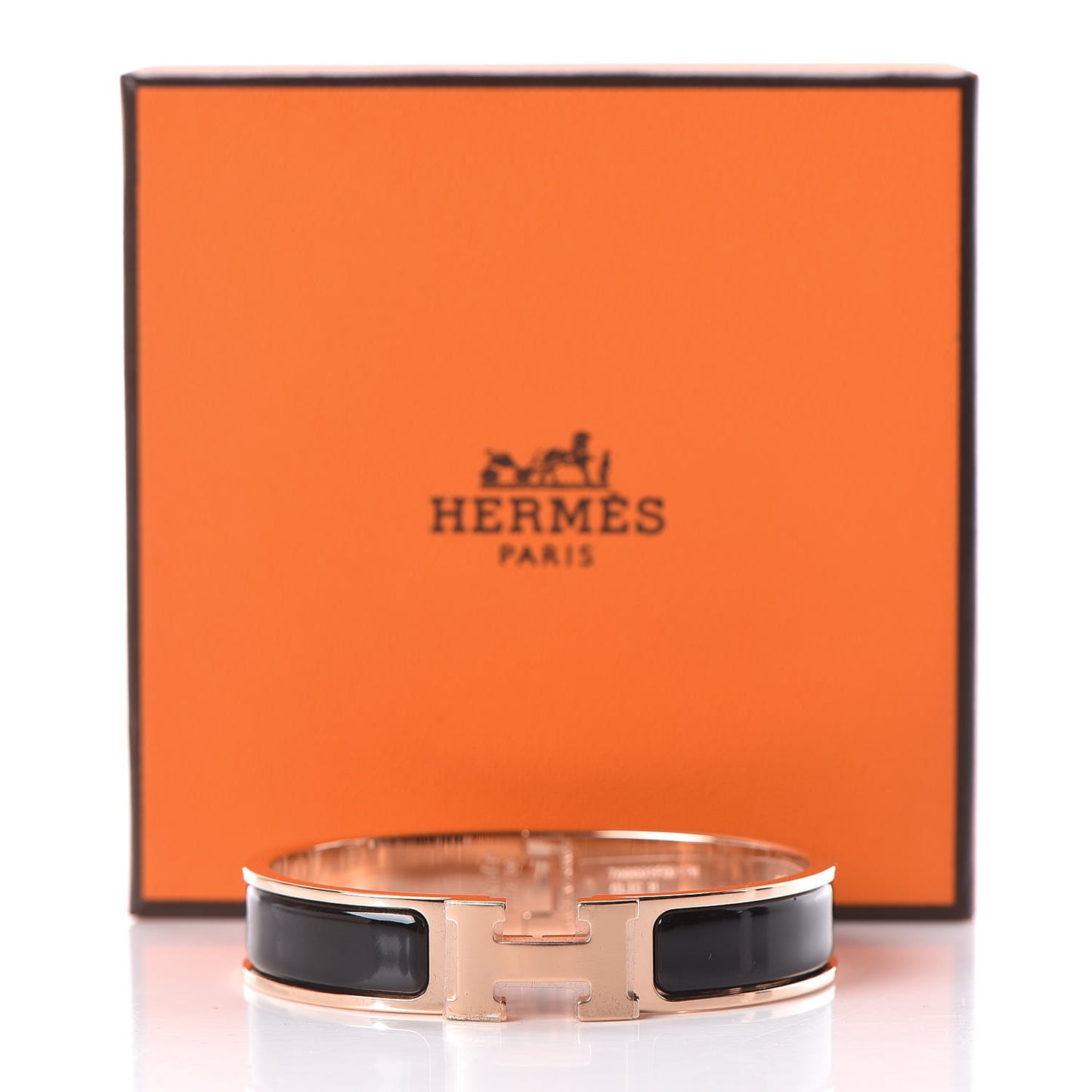 Enamel Narrow Clic Clac H Bracelet PM Black