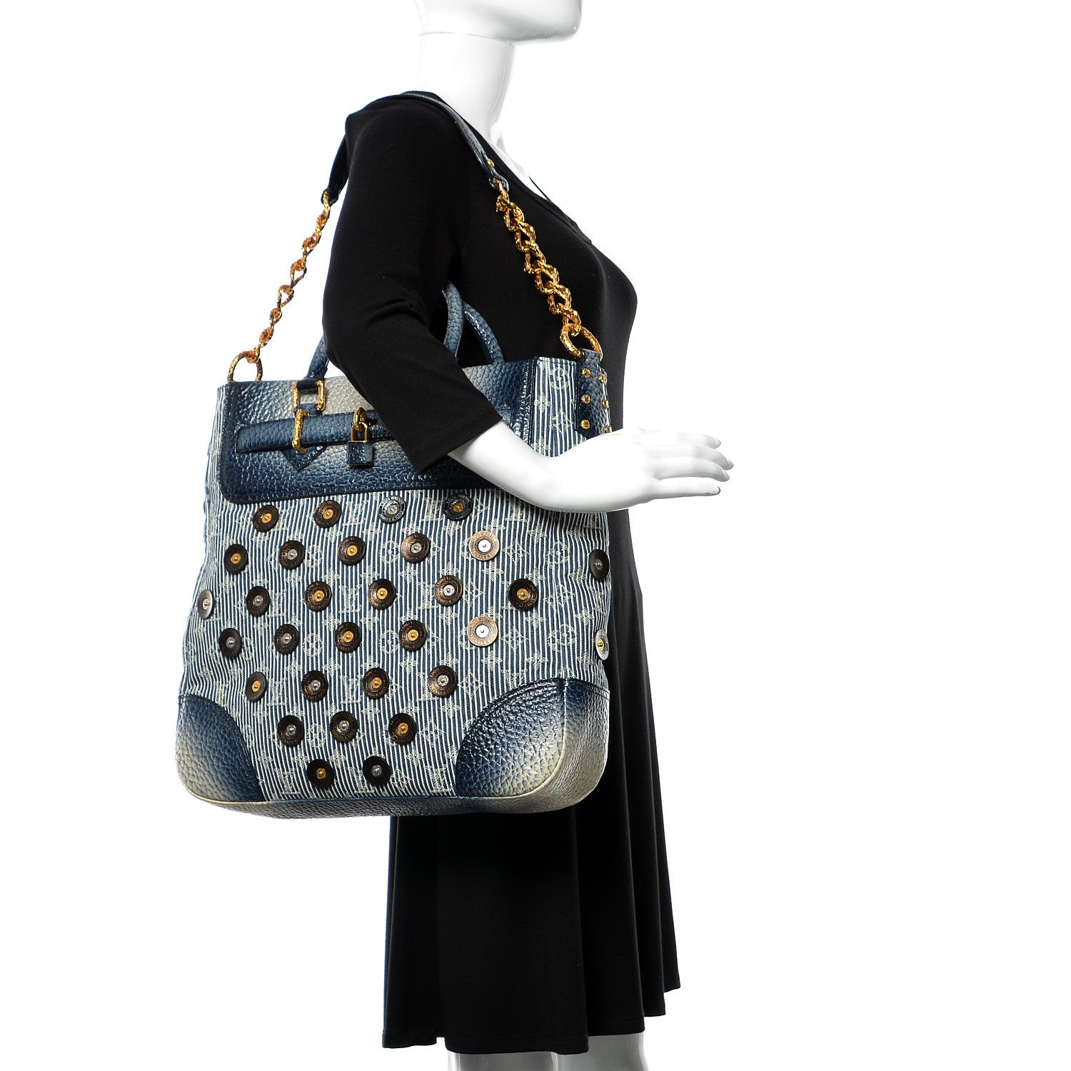 Louis Vuitton Denim Stripes Polka Dot Corsaire Navy 2 of 12