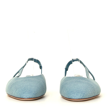 Chanel Denim Cap Toe CC Slingback Flats 38 Blue 4 of 12