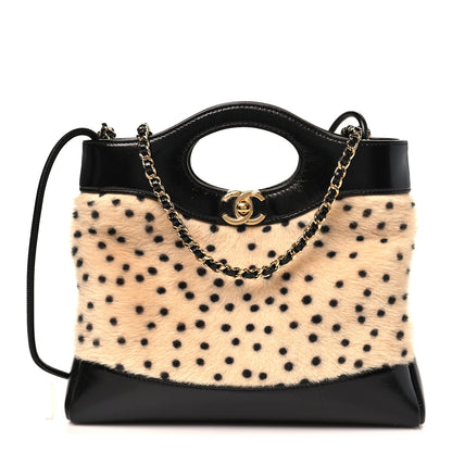 Chanel Shiny Lambskin Pony Hair Cheetah Printed Mini 31 Shopping Bag Light Beige Black Light Beige Black 1 of 11