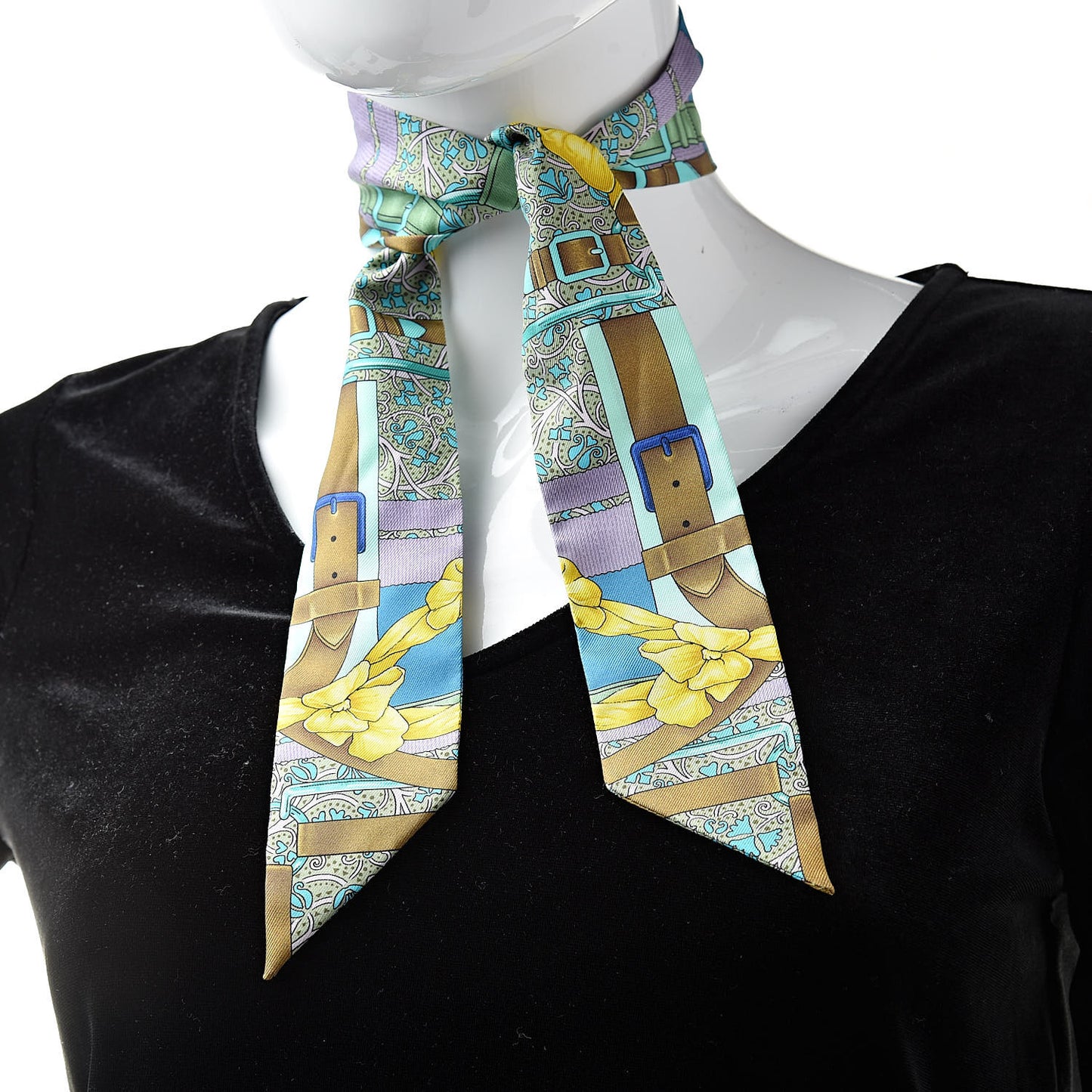 Silk Grand Manege Fleuri Twilly Cobalt Turquoise Jaune Vif