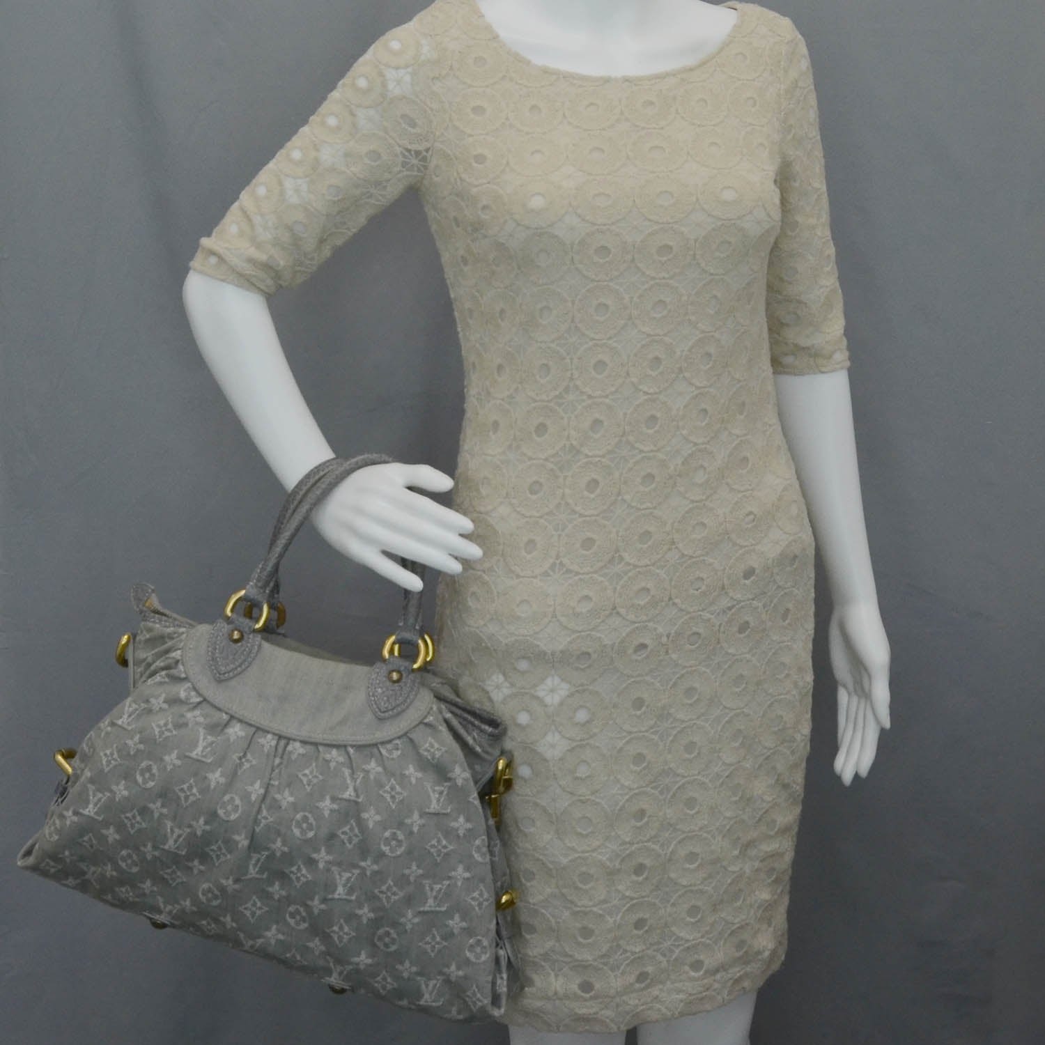 Louis Vuitton Denim Neo Cabby MM Grey 2 of 11