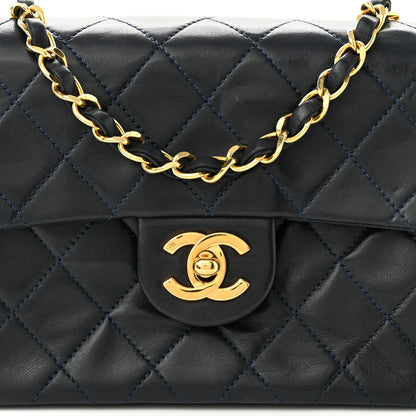 Chanel Lambskin Quilted Mini Square Flap Navy Blue 7 of 9